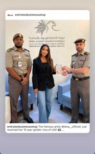 Dina Lambarki getting Golden Visa in UAE