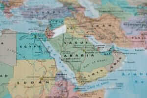 World Map depicting Saudia Arabia