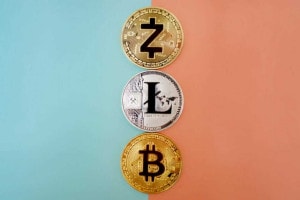 Cryptocurrencies including bitcoin, litcoin, and z cash