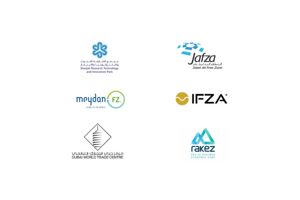Logos of best UAE free zones 